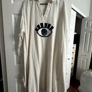 🔴final sale ….Off white woman  summer Lenin dress!